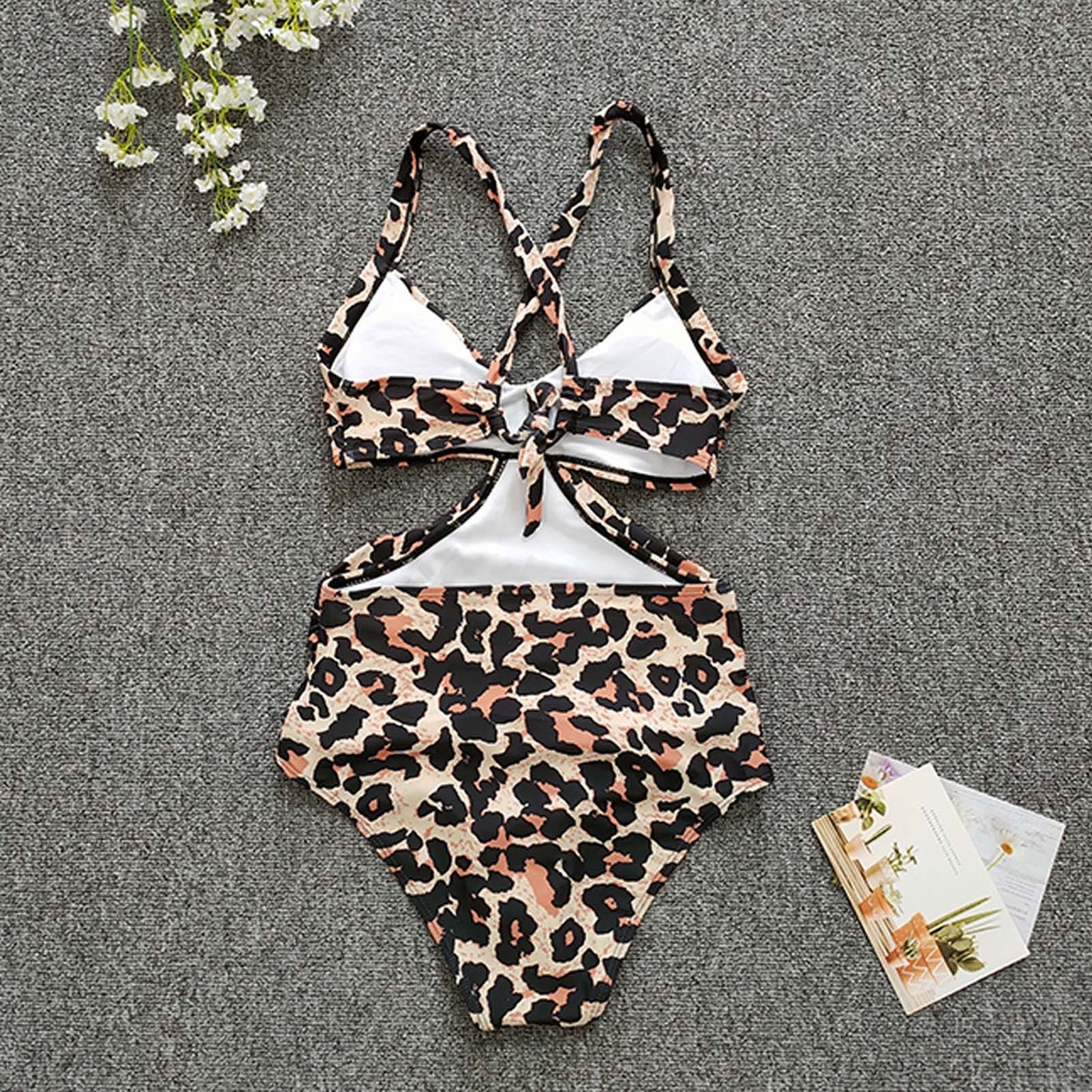 Swimwear Women One Piece Swimsuit Leopard Swimsuit Female Swimming Bikinis Push Up Monokini Sexy V-neck One Piece Swimwear L6