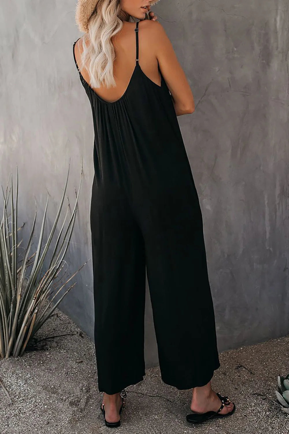 Loose Wide Leg American Jumpsuit Women Suspender Summer New Pockets Pants Casual Strap Female Solid Straight Seaside Clothing