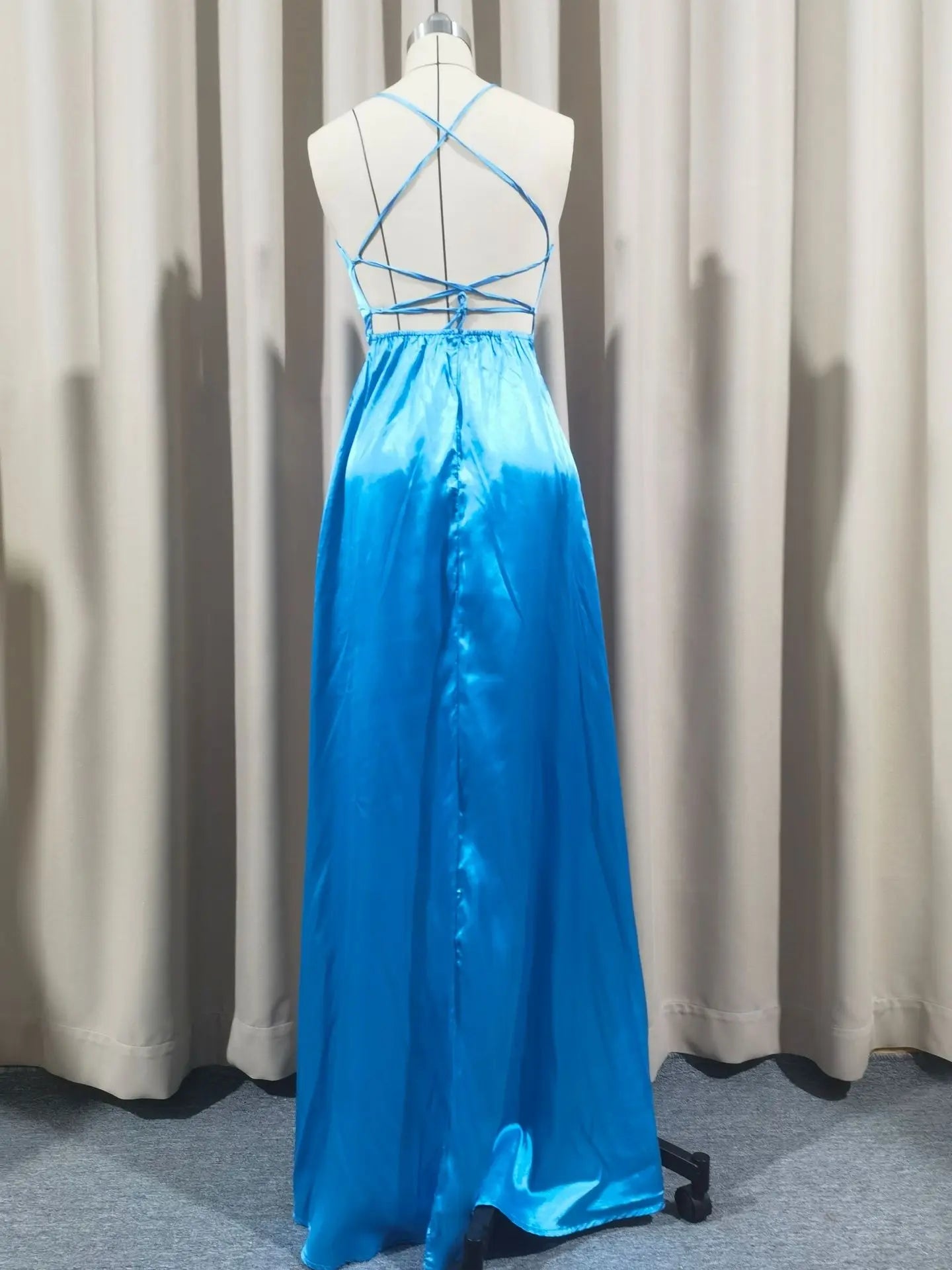 Women's Banquet Slit Long Dress 2024 New Bridesmaid Dress With Small Tail Suspender Solid Color Banquet Evening Dress Long Dress