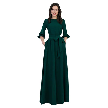 2024 New Vintage Bandage Maxi Dress Women Lantern Sleeve Long Party Dresses Autumn Elegant Luxury Guest Wedding Evening Vestidos