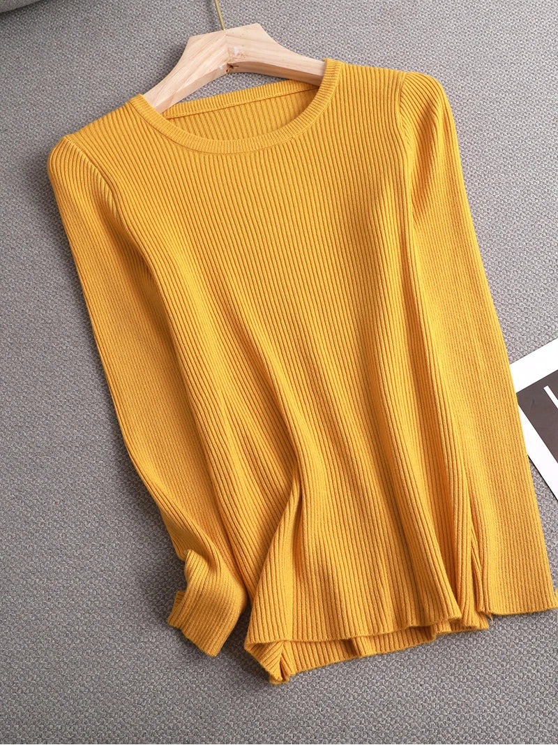 winter clothes Knitted woman sweaters Pullovers spring Autumn Basic women's jumper Slim women's sweater cheap pull long sleeve