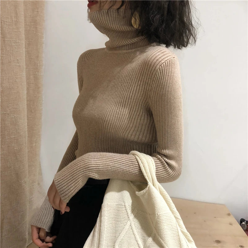 Turtleneck Sweater Womens 2024 Autumn Winter Tops Korean Slim Women Pullover Jumper Knitted Sweater Pull Femme Hiver Truien