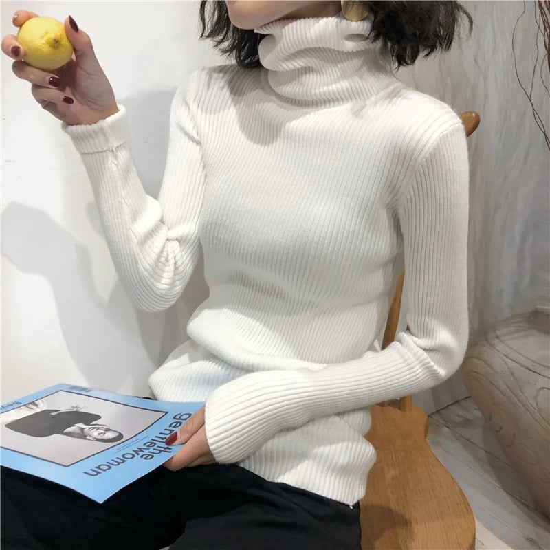 Turtleneck Sweater Womens 2024 Autumn Winter Tops Korean Slim Women Pullover Jumper Knitted Sweater Pull Femme Hiver Truien