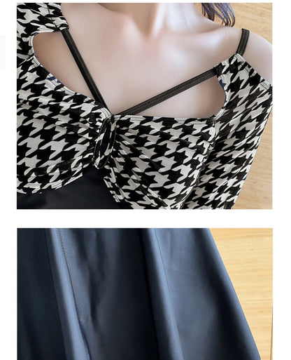 Korean Style Swimwear Summer Women Sexy Backless Patchwork Beach Swimwear Two Piece Swimsuit Skirt Bikini Bathing Suit