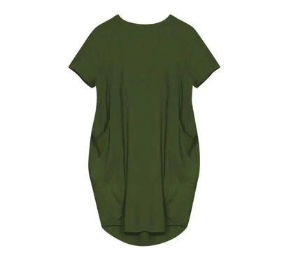 Plus Size Women Short Sleeve O-Neck Loose Casual Dresses