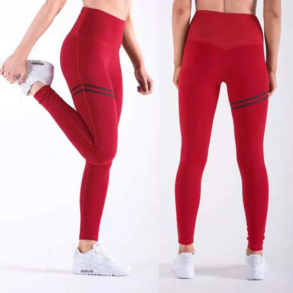 High Waist Sport Pants Women's Fitness Sport Leggings Stripe Printing Elastic Gym Workout Tights Running Trousers Woman Pants