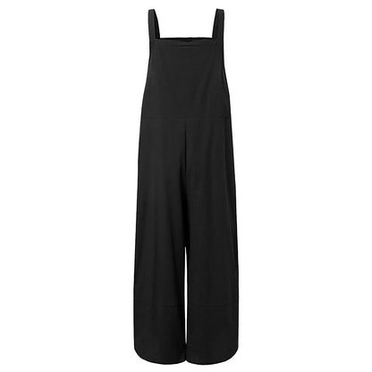 Women Sleeveless Cotton Linen Bib Jumpsuit Baggy Capri Casual Playsuits With Pockets Ribbed Jumpsuit For Women Overall Pants