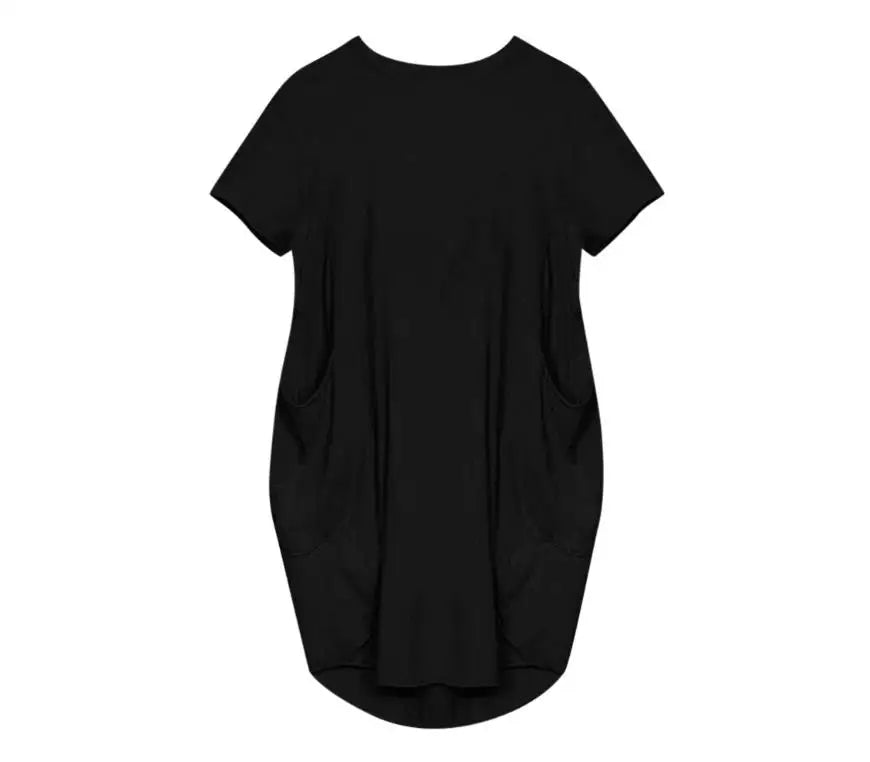 Plus Size Women Short Sleeve O-Neck Loose Casual Dresses