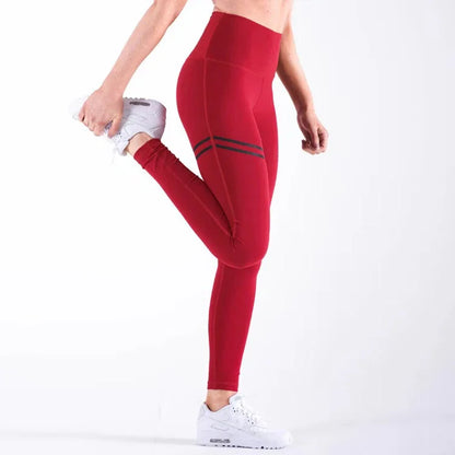 High Waist Sport Pants Women's Fitness Sport Leggings Stripe Printing Elastic Gym Workout Tights Running Trousers Woman Pants