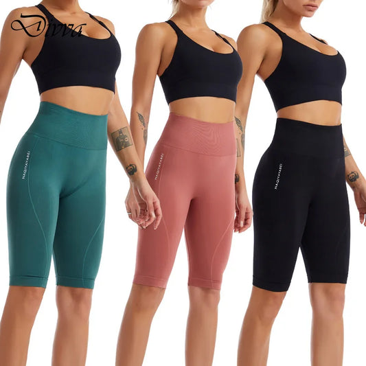 High Waist Sports Shorts Women Naked Feeling Workout Push Up Leggings Tummy Control Yoga Running Fitness Gym Slim Pants