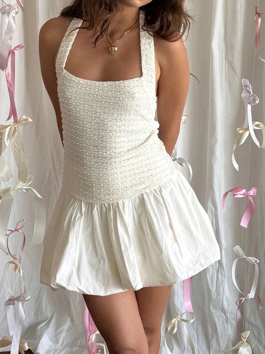 Womens Puff Ball Mini Skirts Y2k Loose Short Skirt Elastic Waist A-line White Skirt Ball Gown Korean Fashion Kawaii Skirts 2000s