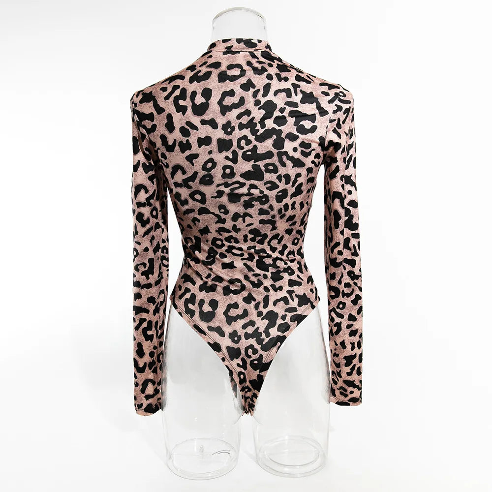 Sexy Leopard Shapewear Top Women Body Shaper Jumpsuit Thongs One Pieces Chic Long Sleeve Lingerie Bodycon Bodysuits Fall Outfits