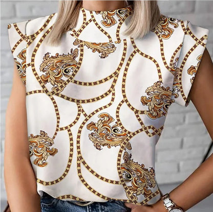 Fashion Women Elegant Lips Print Tops and Blouse Shirts 2024 Summer Ladies Office Casual Stand Neck Pullovers Eye Blusa Tops