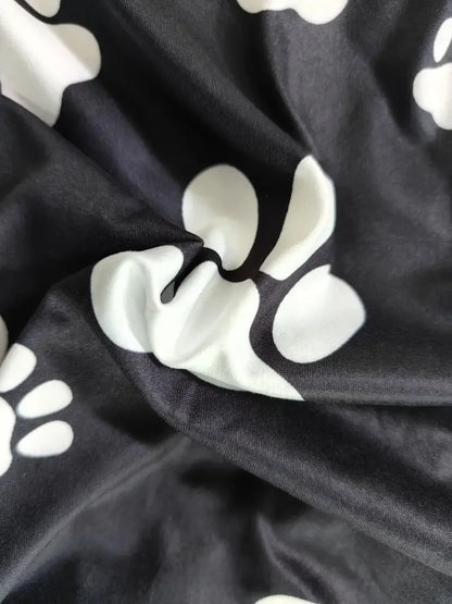 Cute cat paw print casual hip lift elastic elastic waist tight-fitting daily wear travel working women's leggings