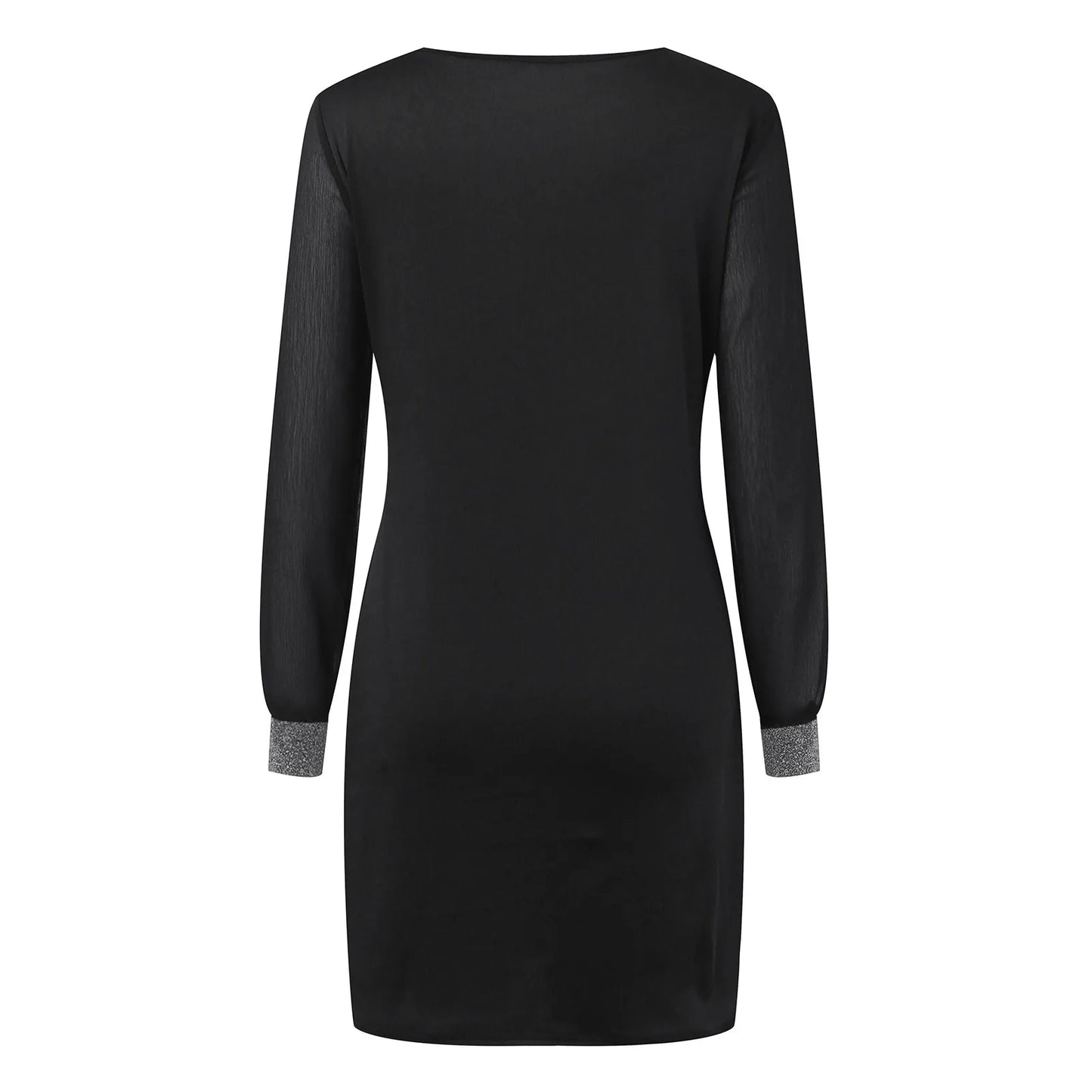 Long Sleeve Dress Solid Color Bodycon Straight Black Dresses For Women Elegant Mini Sparkly Sequin Party Dresses For Women 2024