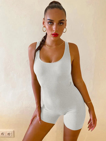 Hawthaw Women Sleeveless Bodycon Streetwear Romper Playsuit Short Jumpsuit 2024 Summer Clothes Wholesale Items For Business