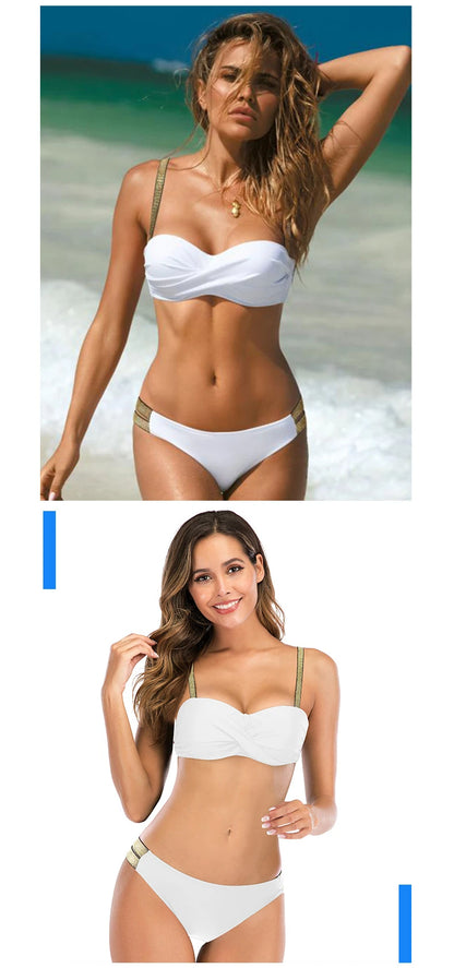 Sexy Bikini 2024 Women's Split Swimwear Brazil Bikini Set Women's Folded Swimwear New Triangle Swimwear Beach Bathing Suit