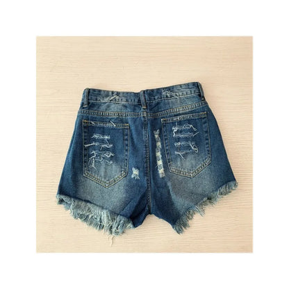 Women's Summer American Flag Tassel Star Print Denim Shorts Fashion Tassel Design Shorts Versatile Casual Shorts