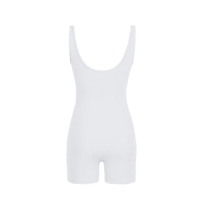 Women's Camisole Square Neck Tight Top Belly Stretch Shorts Jumpsuit Solid Color One Piece Sports Tank Top Tight Pants