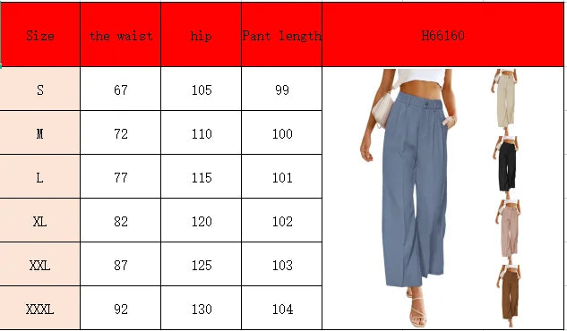 2023 Spring/Summer New Cross Border European and American Women's Casual Wide Leg Formal Pants High Waist Button Long with