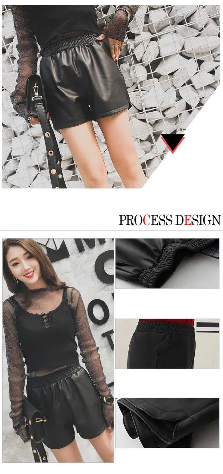 2023 Women Black PU Leather Shorts High Waist Wide Leg Faux Leather Short High Quality Winter Loose PU Shorts 3XL