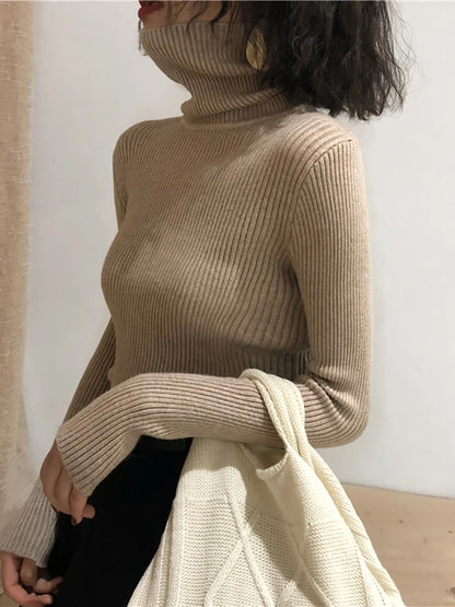 Turtleneck Sweater Womens 2024 Autumn Winter Tops Korean Slim Women Pullover Jumper Knitted Sweater Pull Femme Hiver Truien