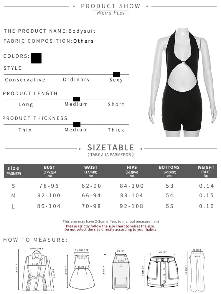 Weird Puss Backless Sexy Women Playsuit Hollow Halter Body-Shaping One Pieces Slim Fit Ladies Yoga Workout Streetwear Bodycon