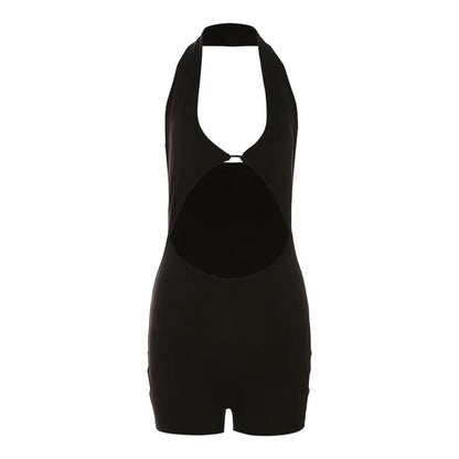 Weird Puss Backless Sexy Women Playsuit Hollow Halter Body-Shaping One Pieces Slim Fit Ladies Yoga Workout Streetwear Bodycon