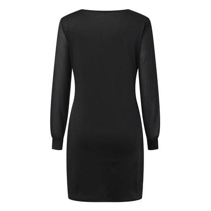 Long Sleeve Dress Solid Color Bodycon Straight Black Dresses For Women Elegant Mini Sparkly Sequin Party Dresses For Women 2024