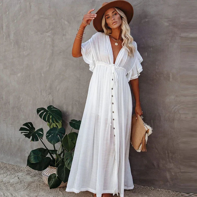 Maternity Dress Summer Beach Dress Women's Pregnant V-neck Solid Ruffled Sexy Dress Photography Props Breastfeeding Vestidos