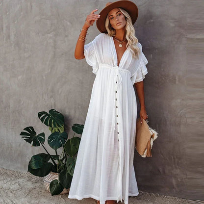 Maternity Dress Summer Beach Dress Women's Pregnant V-neck Solid Ruffled Sexy Dress Photography Props Breastfeeding Vestidos