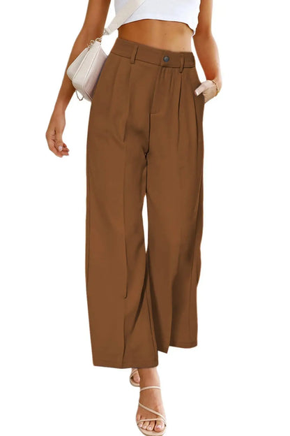 2023 Spring/Summer New Cross Border European and American Women's Casual Wide Leg Formal Pants High Waist Button Long with