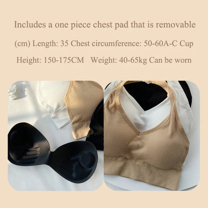 Women Backless Vest Sexy Bra Halter Wire Free Sport Bra Suspender Solid Lingerie Female Tops Beautiful Back Wire Free Sports Bra