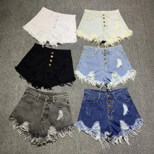 Denim Booty Shorts with Fur Lining for Women, Sexy Short Jeans for Female,Casual and Fashionable, Big Size, High Waisted, Summer