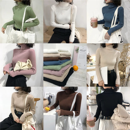 Turtleneck Sweater Womens 2024 Autumn Winter Tops Korean Slim Women Pullover Jumper Knitted Sweater Pull Femme Hiver Truien