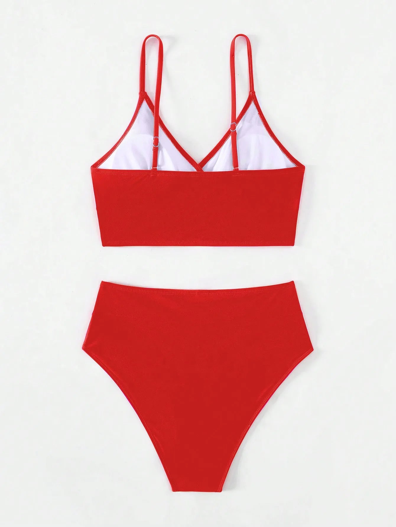 Sexy Cross  Bikini Set Deep V-neck Plain Swimming Suit  Fashion Cross High Waist Pants Sexy Bikini Suit