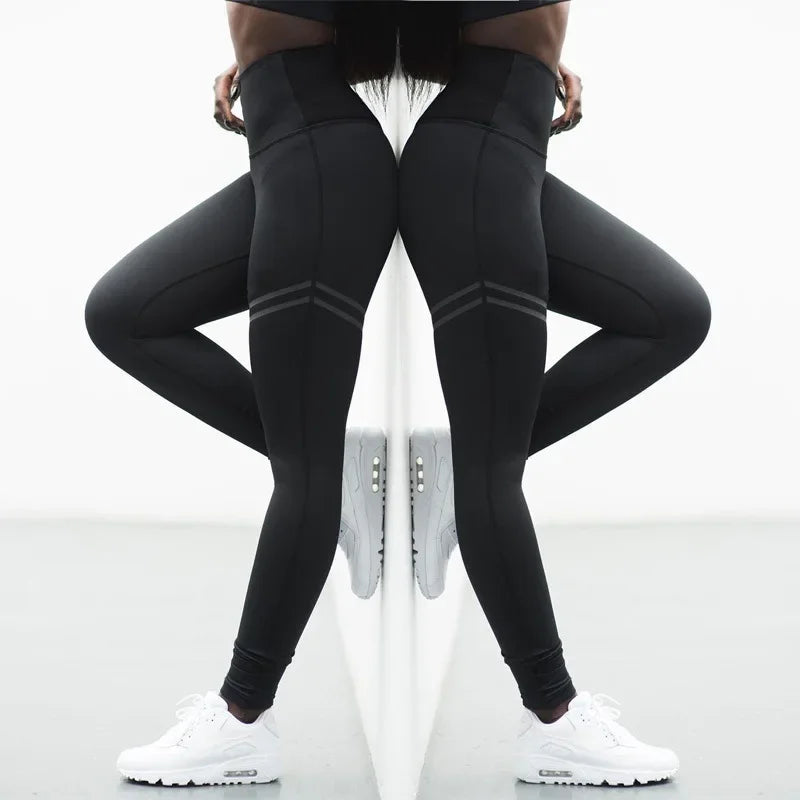 High Waist Sport Pants Women's Fitness Sport Leggings Stripe Printing Elastic Gym Workout Tights Running Trousers Woman Pants