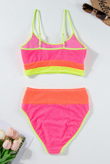 Bonbon Color Block High Waisted Sexy Bikini Set