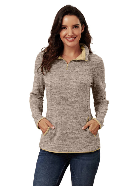 Pink Quarter Zip Pullover Sweatshirt