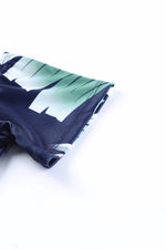 Dark Blue Floral Print Off Shoulder Slit Bodycon Midi Dress