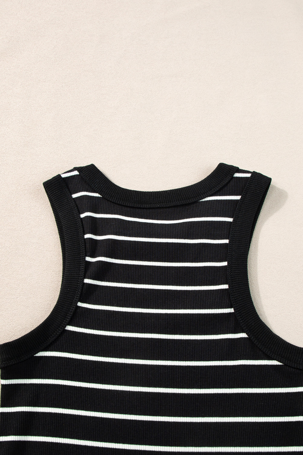 White Stripe Ribbed Knit Tank Mini Dress