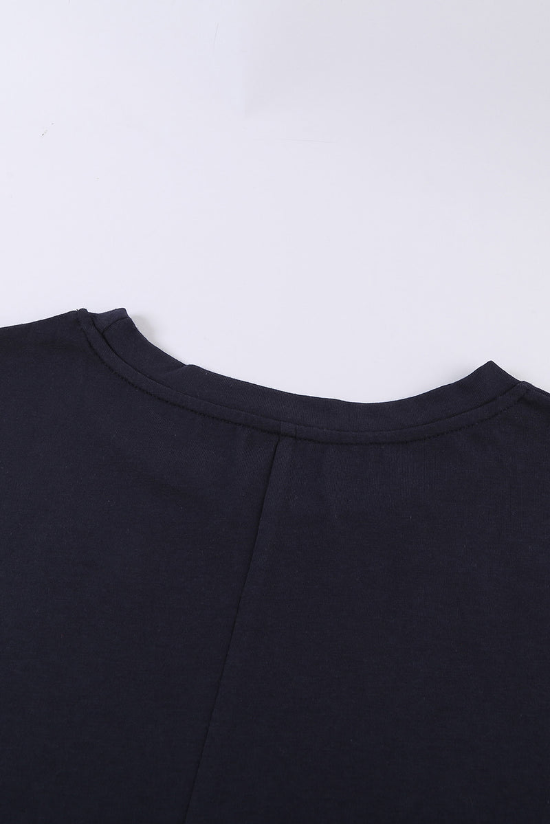Triple Colorblock Splicing Short Sleeve Mini Dress with Pockets