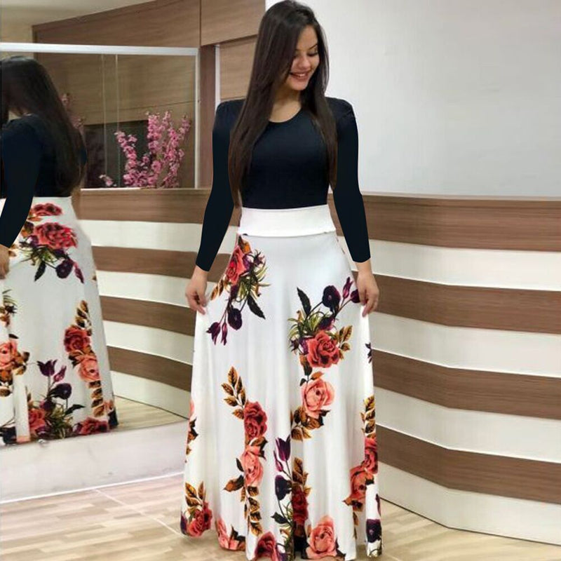 Women Clothes New  Style  Skirt Floral Multicolor Printing Dress