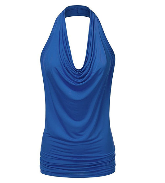 Base Shirt New  Solid Color Pullover Sleeveless T-shirt Women  Pendant Backless Sexy Vest