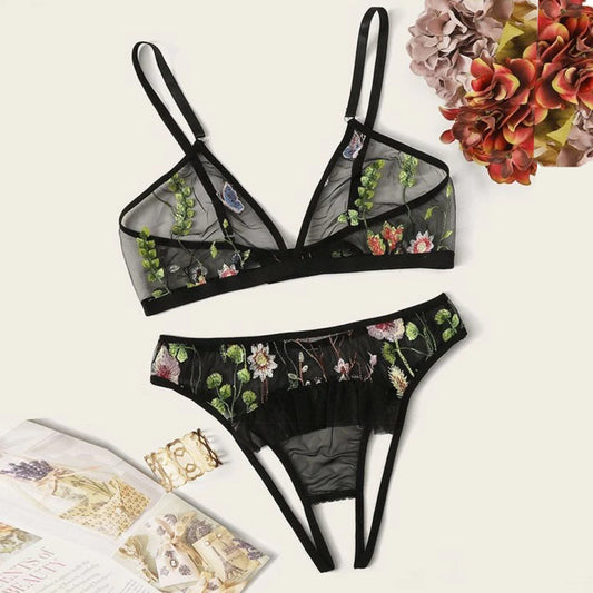 New Sexy Sexy Lingerie Sexy Temptation Embroidered Three-Point Sexy Suit