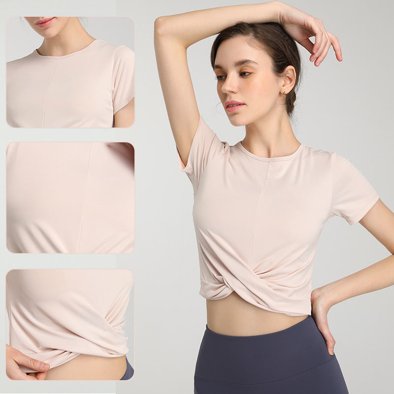 Nude Feel Quick-Drying Breathable Yoga Clothes Sports Running Short Sleeve T-shirt Sexy Fashion Stretch Workout Clothes for Women