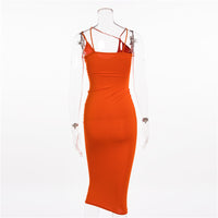 New Summer Women Clothes V-neck Backless Strap Dress Solid Color Dress Tight Dress for Women