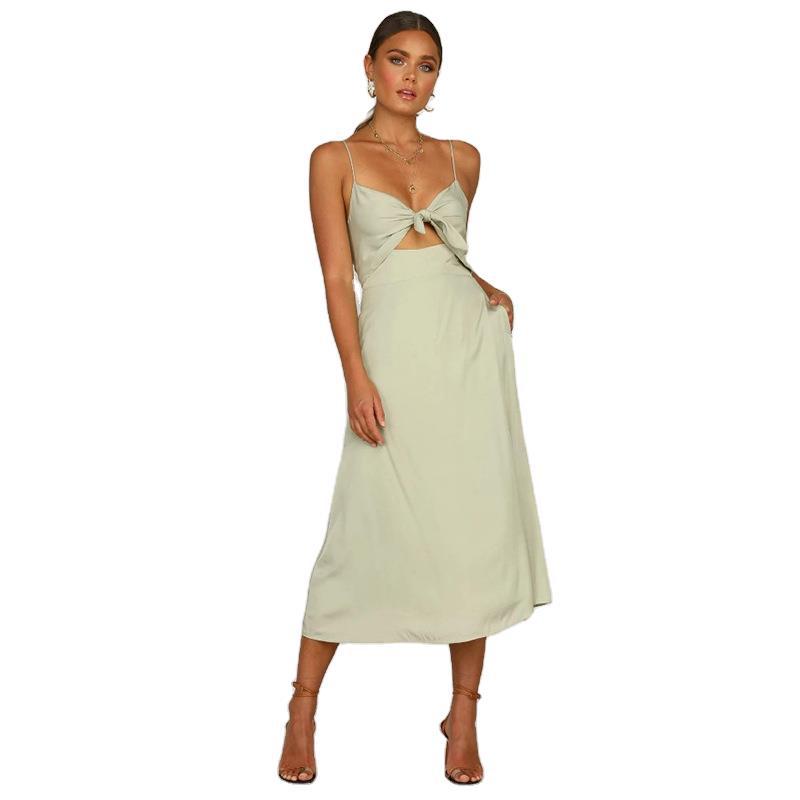 Summer Sexy Elegant Women Strap Sleeveless Midi Dress Dress