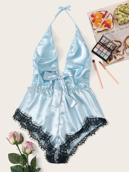 Tube Top Ice Silk Pajamas Women Summer Korean Style Seduction Sexy Sling One-Piece Sexy Sleepwear