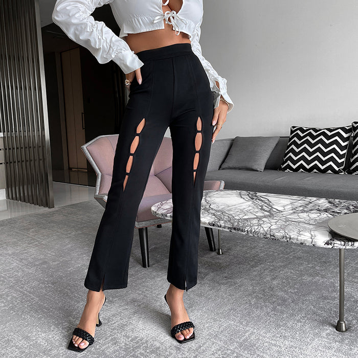 Sexy Hollow Out Bodycon Slim Pants Women Party Office Ladies Flare Pants Female Casual Fashion Elegant Trousers New
